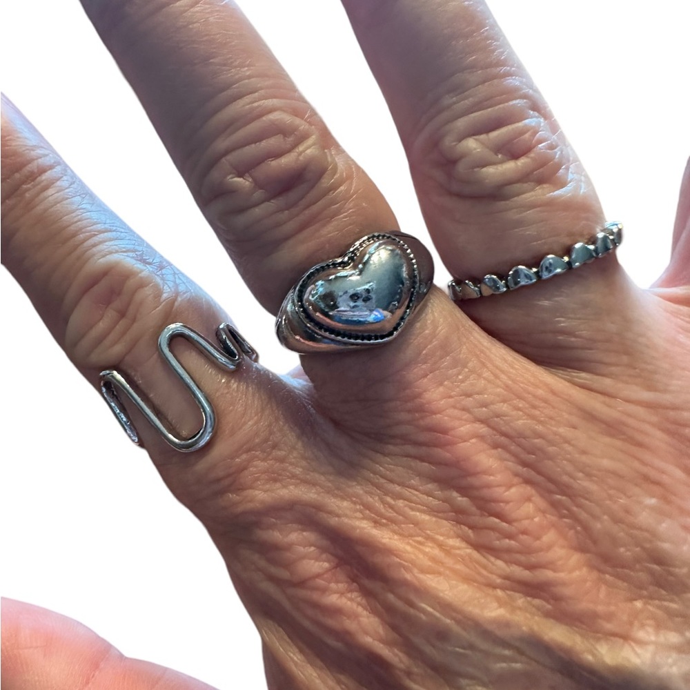 3 Piece Silver Cuff Ring Set